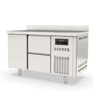 Tavolo refrigerato TOPLINE / 2 vani GN1/1 con 2 cassetti, 1 porta e alzata, 1345 x 700 mm