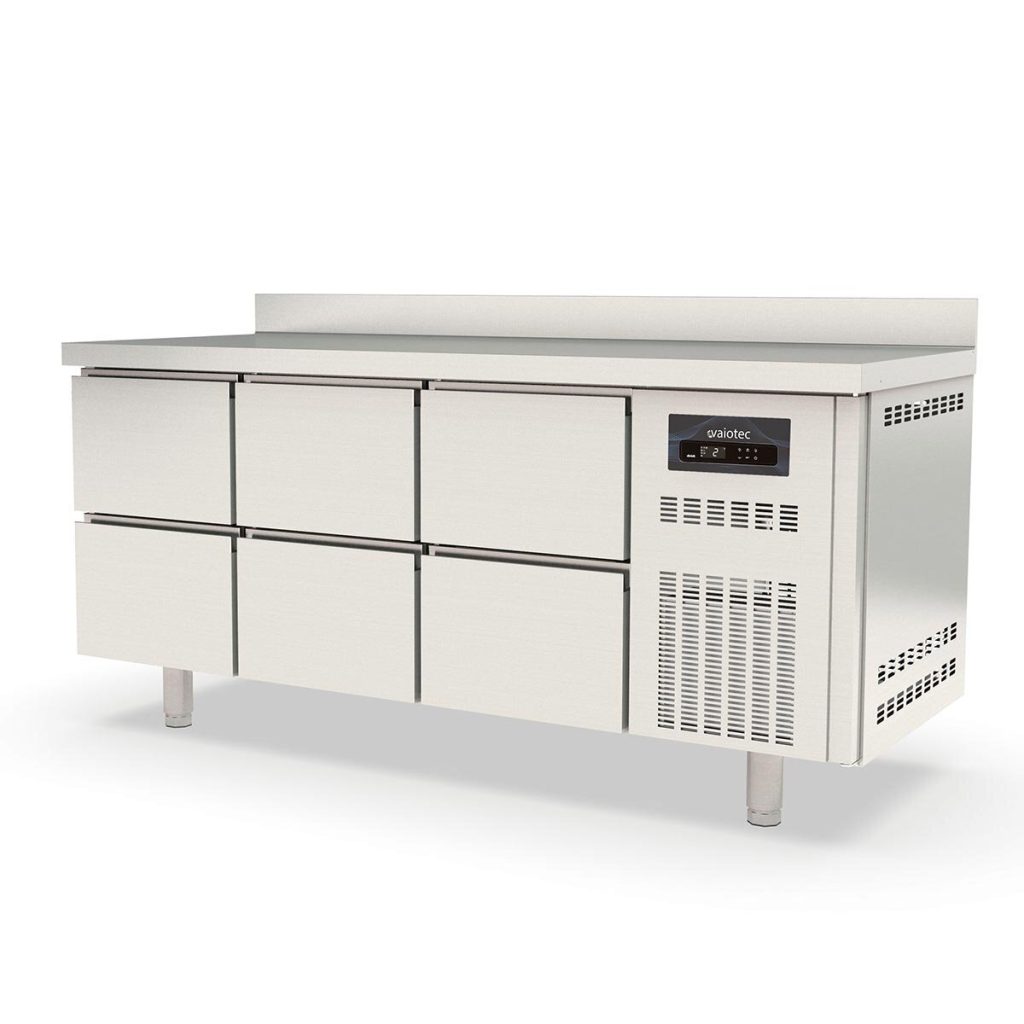 Tavolo refrigerato TOPLINE / 3 vani GN1/1 con 6 cassetti e alzata, 1795 x 700 mm