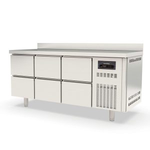 Tavolo refrigerato TOPLINE / 3 vani GN1/1 con 6 cassetti e alzata, 1795 x 700 mm