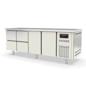 Tavolo refrigerato TOPLINE / 4 vani GN1/1 con 4 cassetti e 2 porte, 2245 x 700 mm