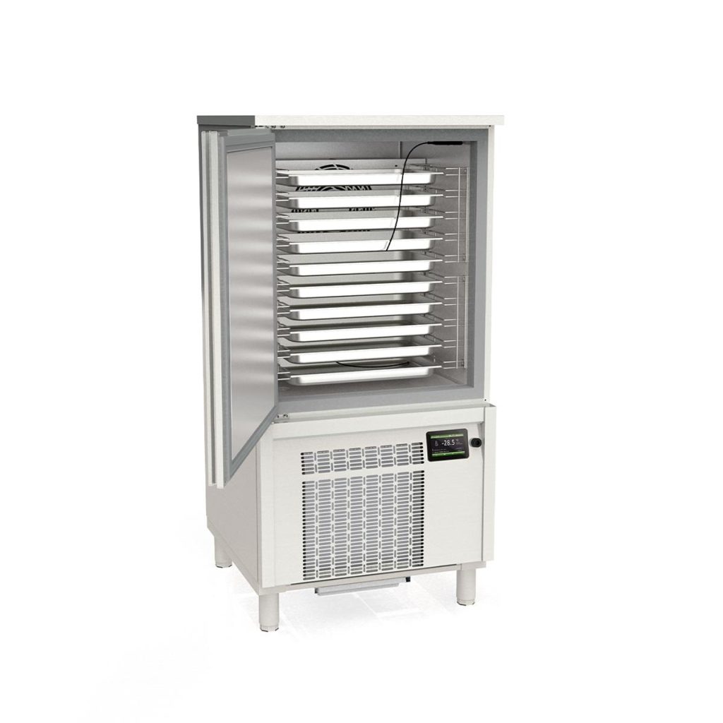 Abbattitore rapido TOPLINE inox, per 10x GN1/1 (40 mm) o 10x EN 60×40, 800 x 800 mm