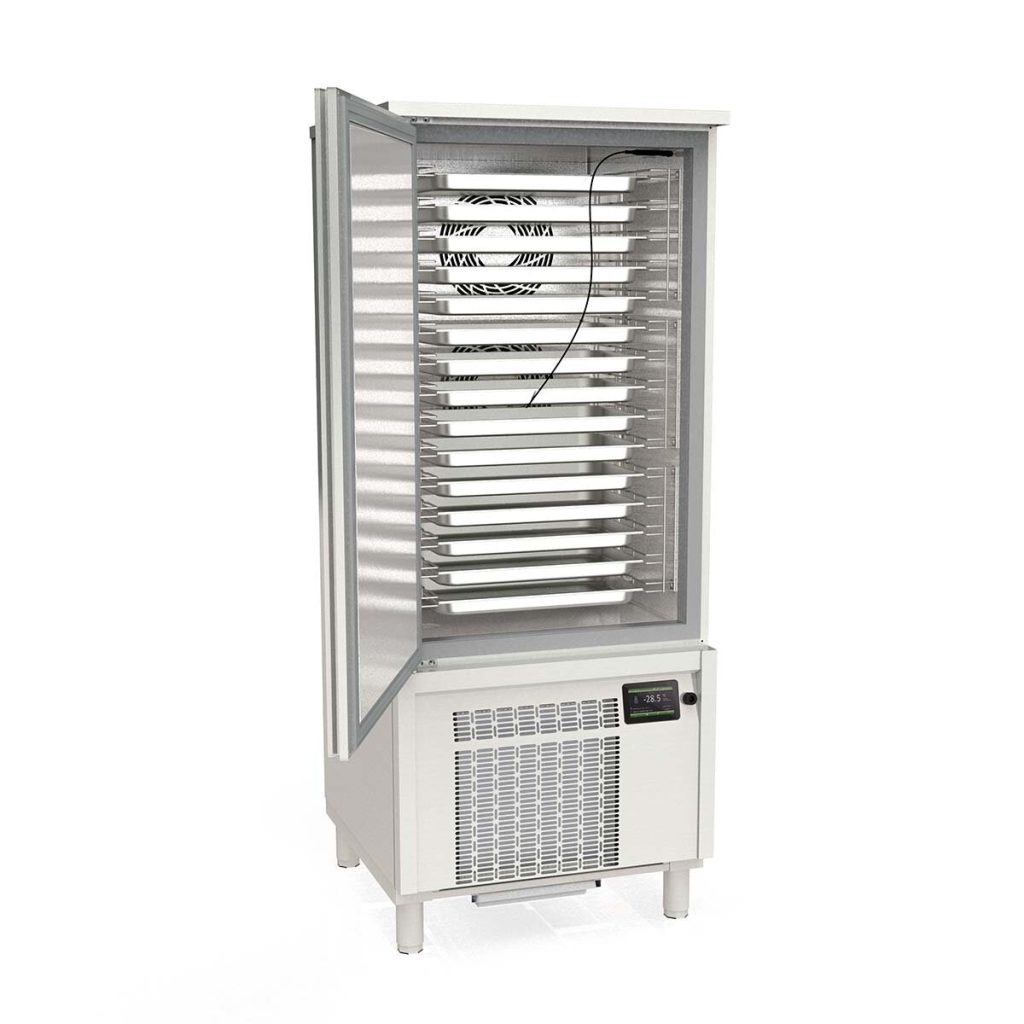 Abbattitore rapido TOPLINE inox, per 15x GN1/1 (40 mm) o 15x EN 60×40, 800 x 800 mm