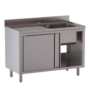 Armadio lavello TOPLINE / 1 vasca a destra con ante scorrevoli, 1200 x 600 mm
