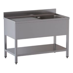 Tavolo lavello TOPLINE / 1 vasca a destra con gocciolatoio, 1000 x 600 mm