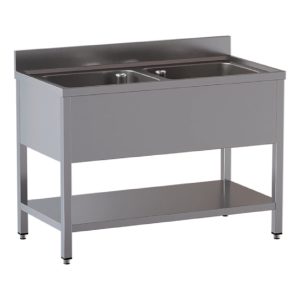 Tavolo lavello TOPLINE / 2 vasche, 1000 x 700 mm