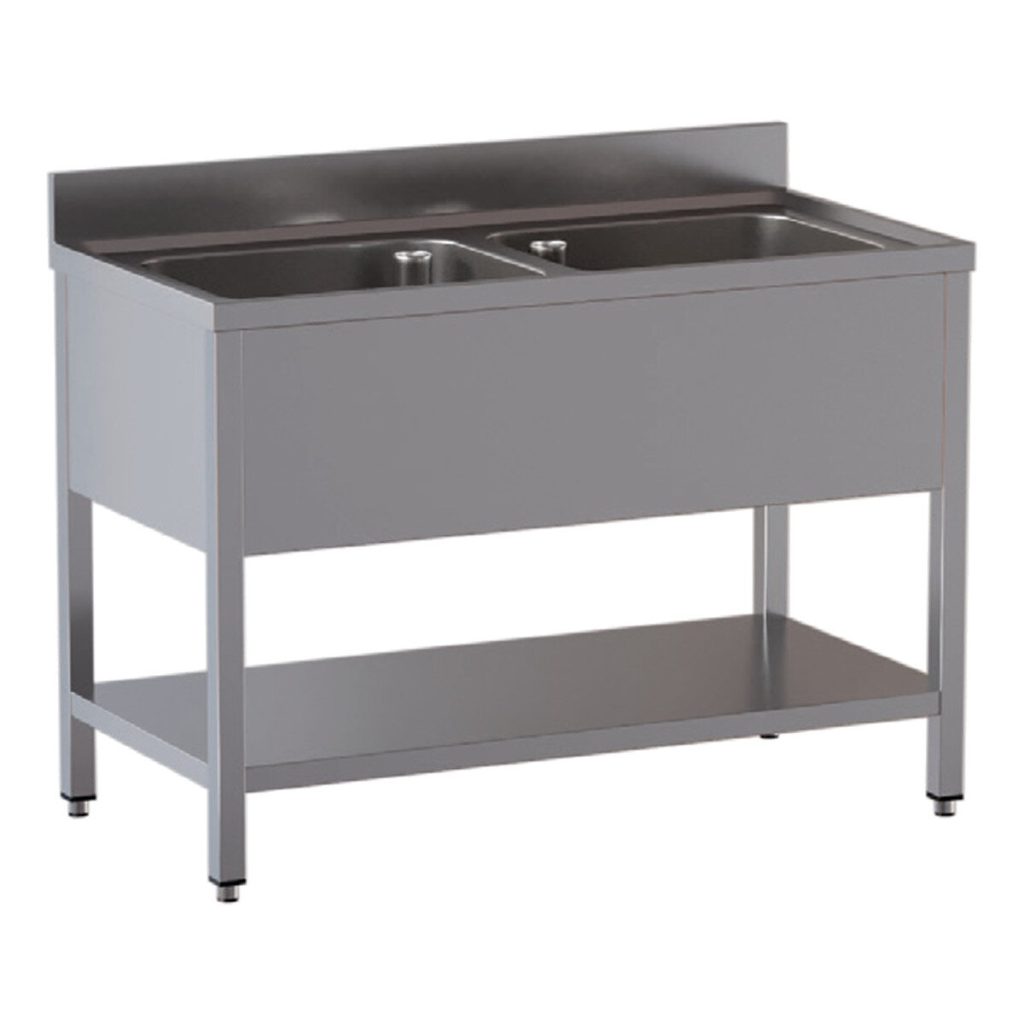 Tavolo lavello TOPLINE / 2 vasche, 1200 x 700 mm