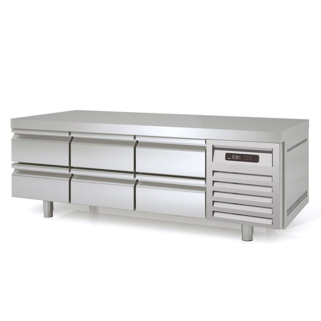 Tavolo refrigerato sottobanco TOPLINE / 3 vani GN 1/1 con 6 cassetti, 1795 x 700 mm