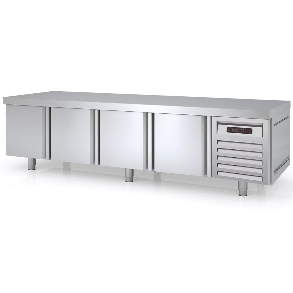Tavolo refrigerato sottobanco TOPLINE / 4 vani GN 1/1 con 4 porte, 2245 x 700 mm