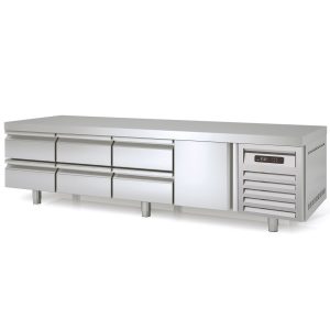 Tavolo refrigerato sottobanco TOPLINE / 4 vani GN 1/1 con 6 cassetti e 1 porta, 2245 x 700 mm