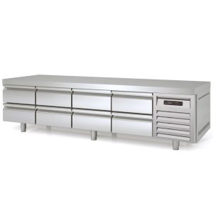 Tavolo refrigerato sottobanco TOPLINE / 4 vani GN 1/1 con 8 cassetti, 2245 x 700 mm