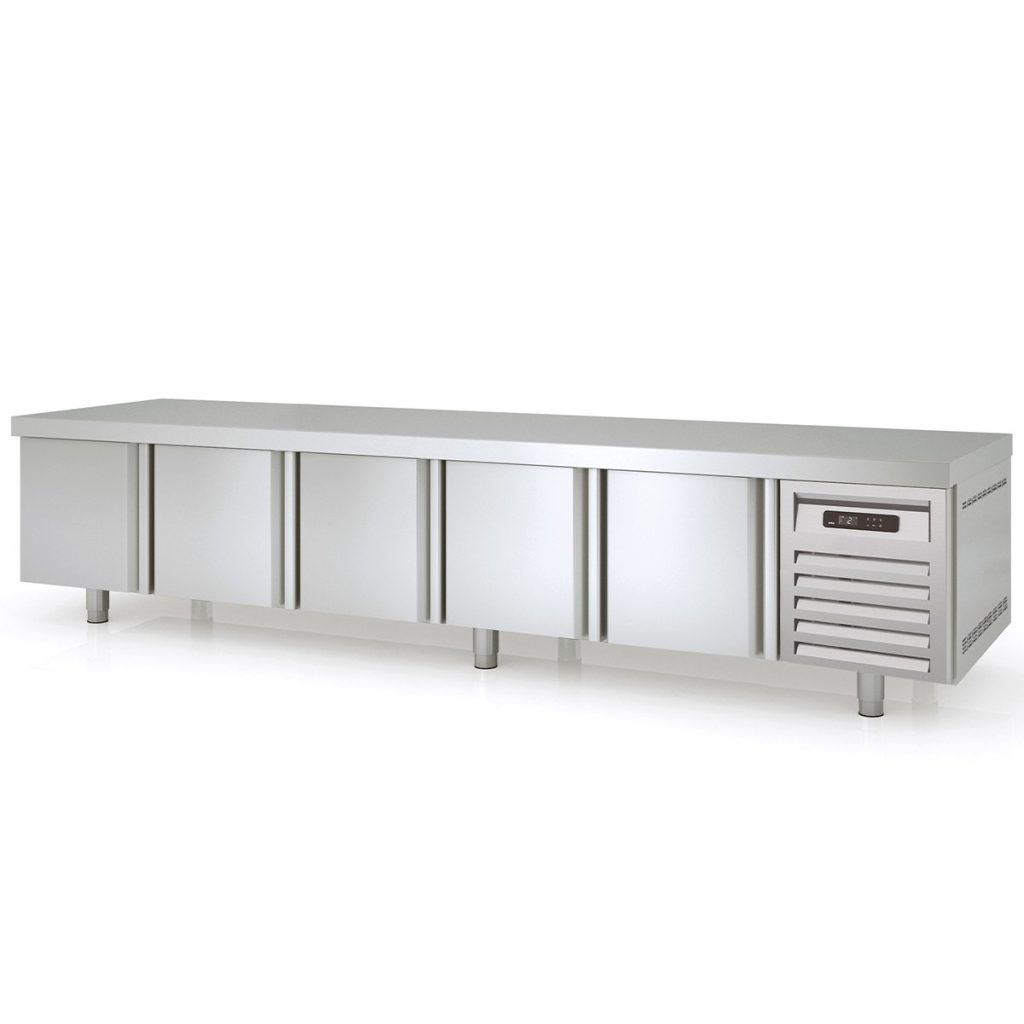 Tavolo refrigerato sottobanco TOPLINE / 5 vani GN 1/1 con 5 porte, 2695 x 700 mm