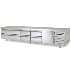 Tavolo refrigerato sottobanco TOPLINE / 5 vani GN 1/1 con 8 cassetti e 1 porta, 2695 x 700 mm