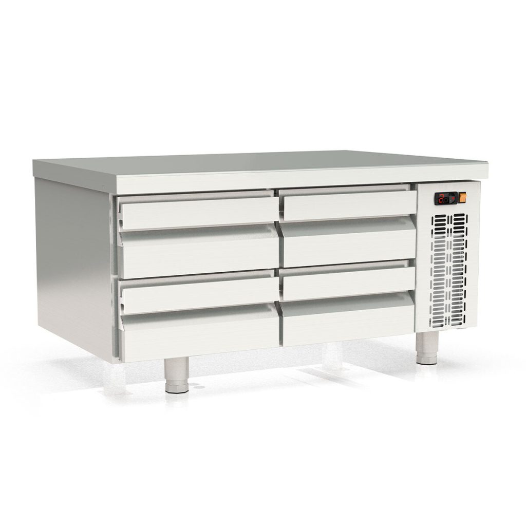Tavolo refrigerato sottobanco TOPLINE (Slim) / 2 vani GN 1/1 con 4 cassetti, 1200 x 700 mm