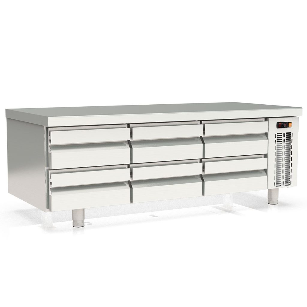 Tavolo refrigerato sottobanco TOPLINE (Slim) / 3 vani GN 1/1 con 6 cassetti, 1600 x 700 mm