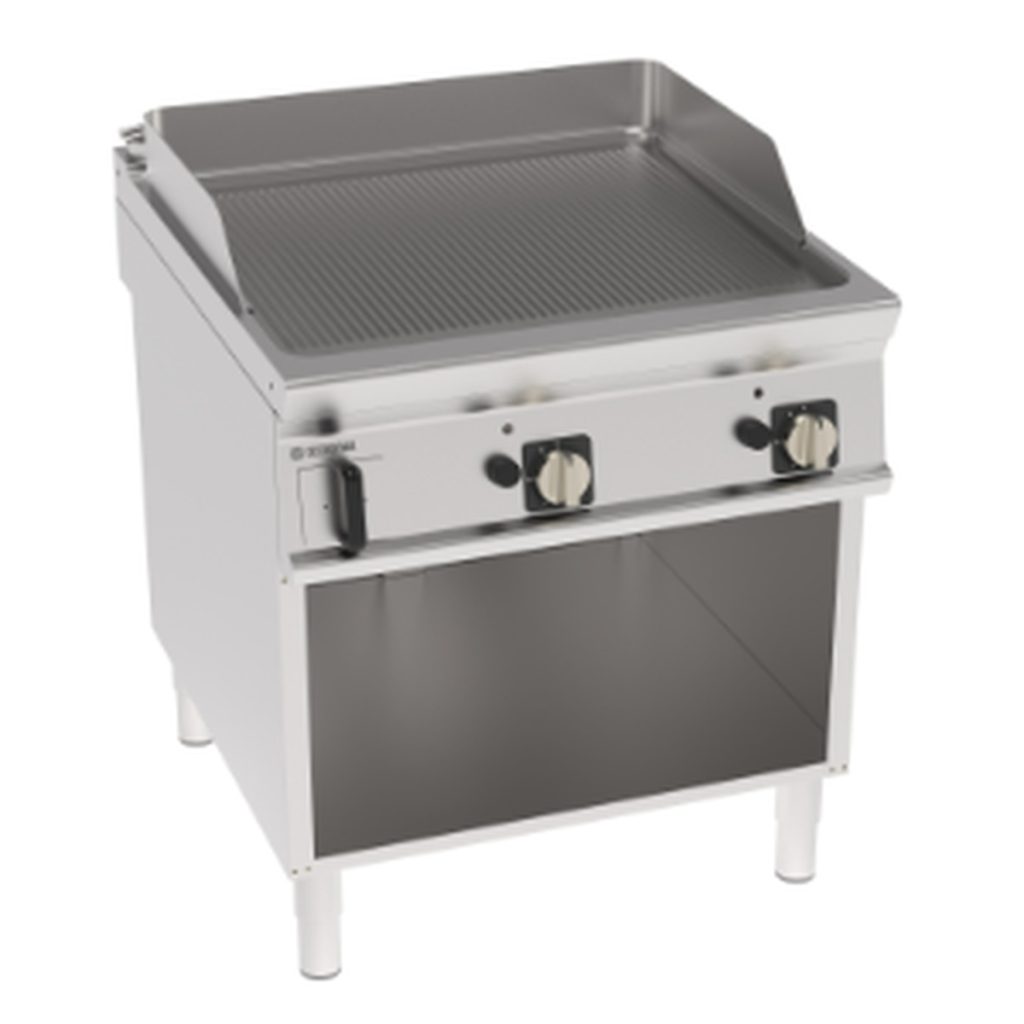 Fry-top gas Tecnoinox TECNO90 piastra rigata 80 cm su vano aperto – FTRR8FG9