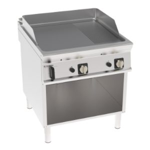 Fry-top gas Tecnoinox TECNO90 piastra 1/3 rigata cromata spazzolata 80 cm su vano aperto – FTR8FG9/B