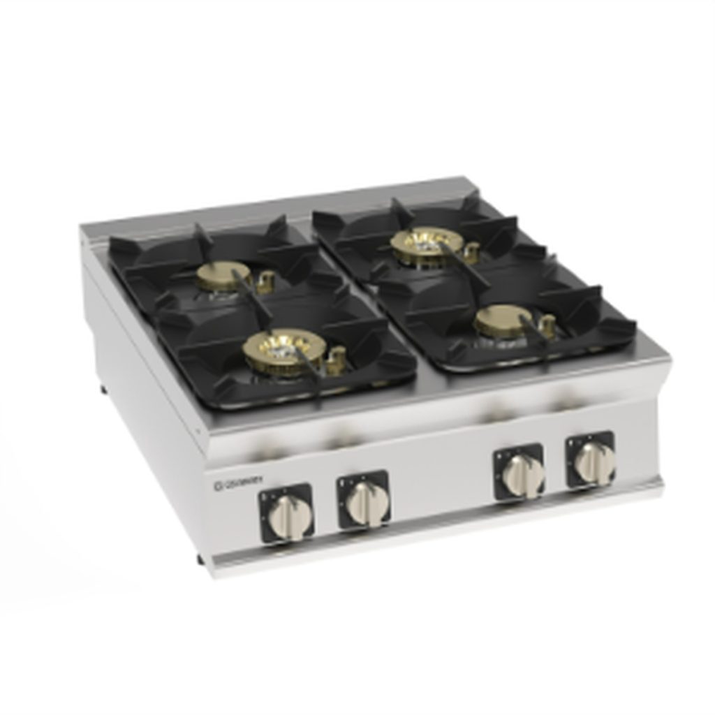 Piano cottura gas Tecnoinox TECNO90 4 fuochi High Power – PCH8HPG9