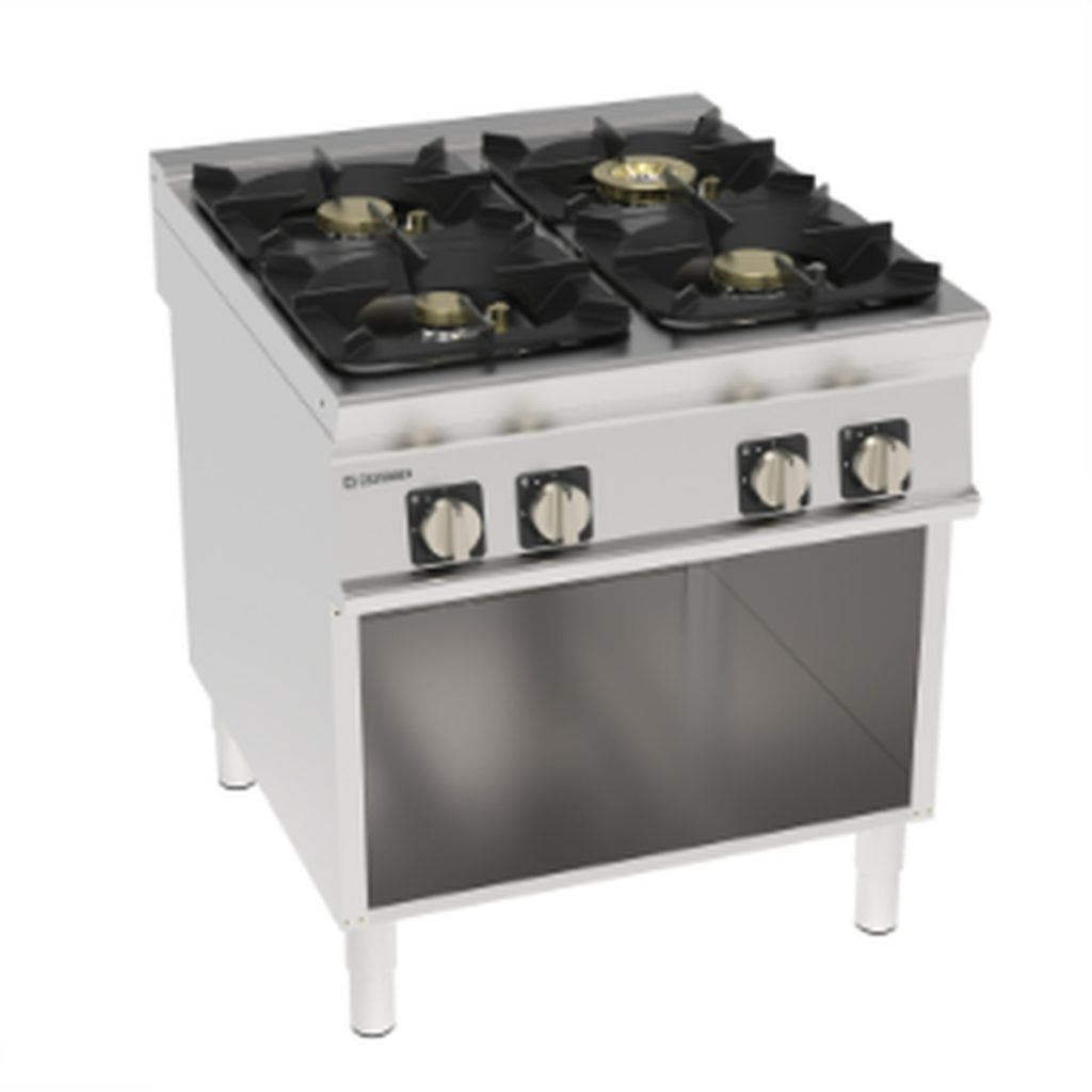Piano cottura gas Tecnoinox TECNO90 4 fuochi Super su vano aperto – PCH8SFG9