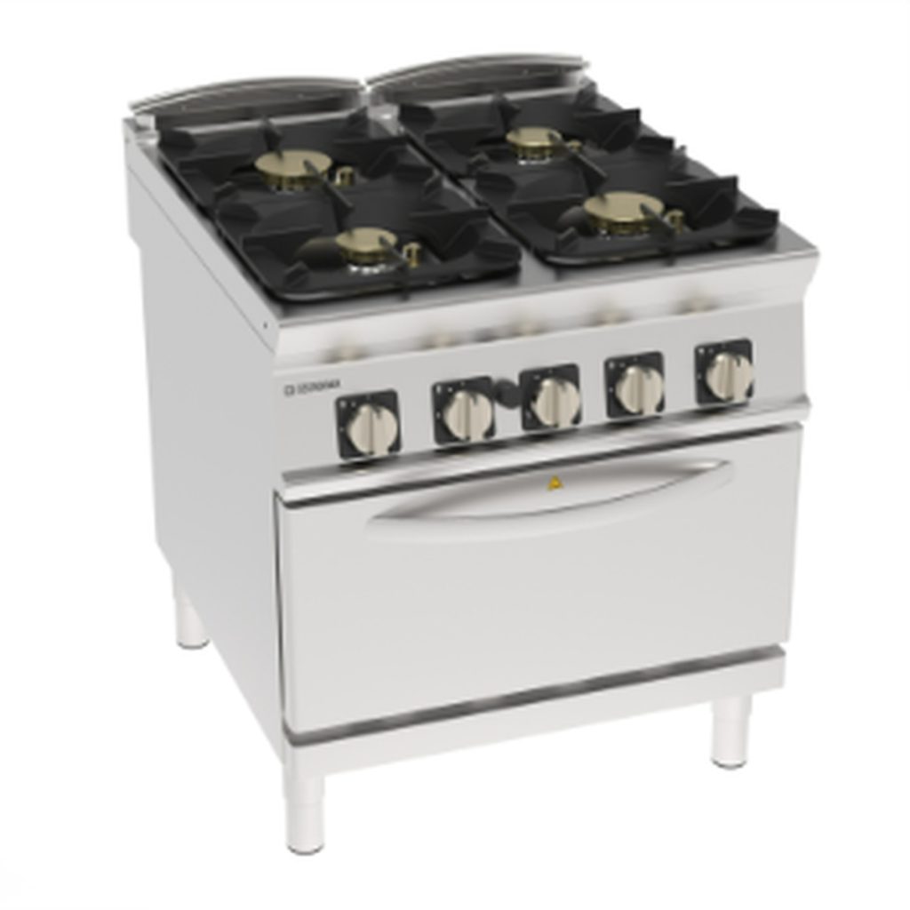 Cucina gas Tecnoinox TECNO90 4 fuochi con forno gas GN2/1 – PFH8GG9