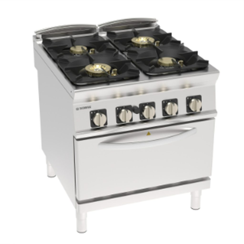 Cucina gas Tecnoinox TECNO90 4 fuochi High Power con forno gas GN2/1 – PFH8HPGG9