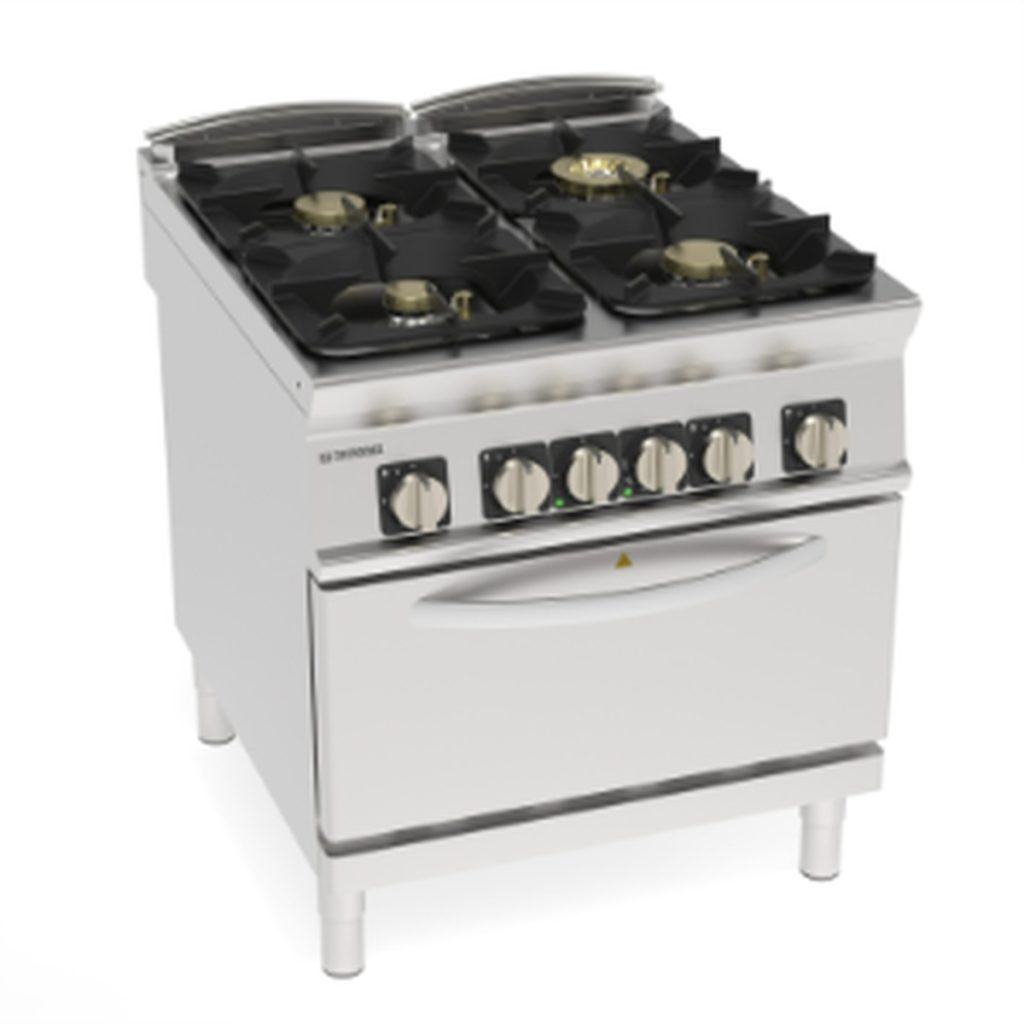 Cucina gas Tecnoinox TECNO90 4 fuochi Super con forno elettrico GN2/1 – PFH8SG9