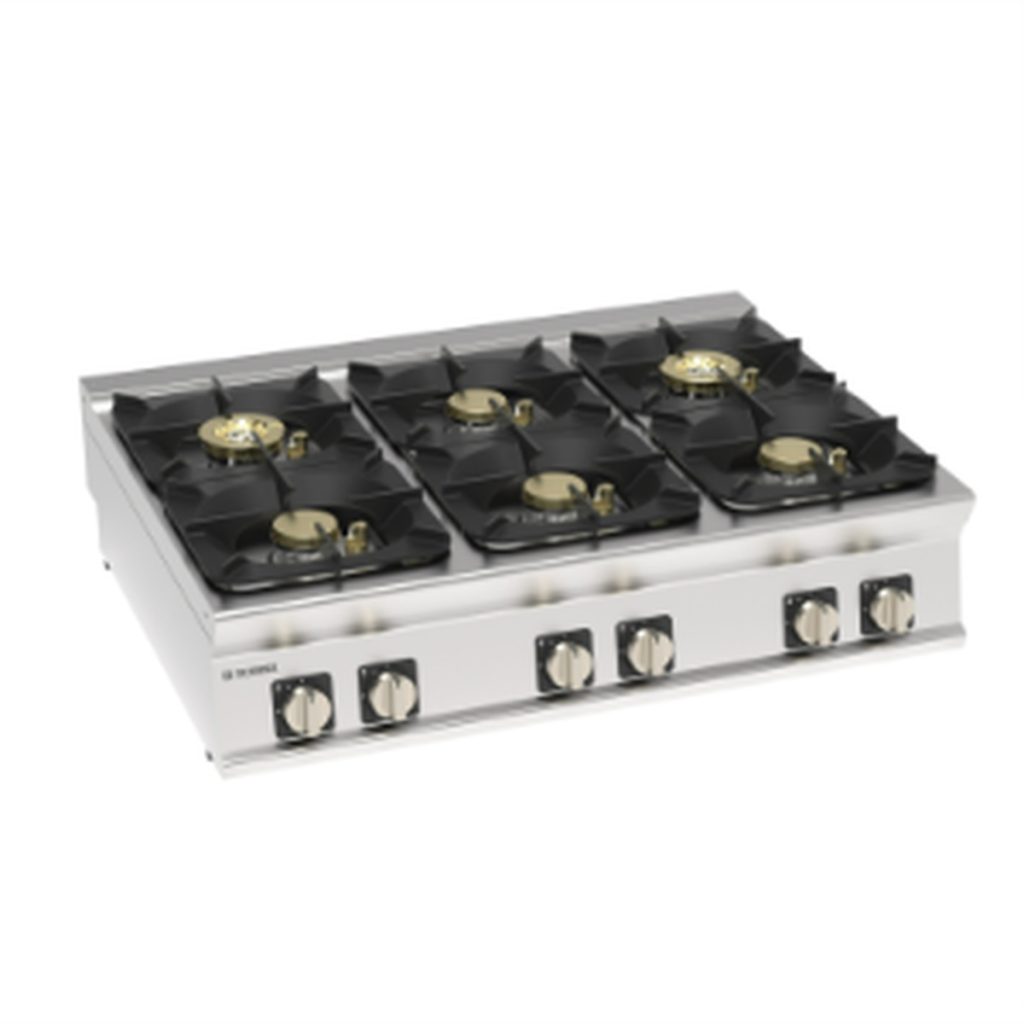 Piano cottura gas Tecnoinox TECNO90 6 fuochi High Power – PCH12HPG9