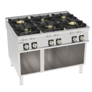 Piano cottura gas Tecnoinox TECNO90 6 fuochi Super su vano aperto – PCH12SFG9