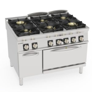 Cucina gas Tecnoinox TECNO90 6 fuochi Super con forno gas GN2/1 – PFH12SGG9