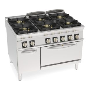 Cucina gas Tecnoinox TECNO90 6 fuochi con forno elettrico ventilato GN1/1 – PFH12V9