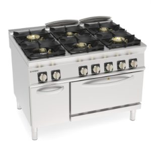 Cucina gas Tecnoinox TECNO90 6 fuochi Super con forno elettrico ventilato GN1/1 – PFH12SV9