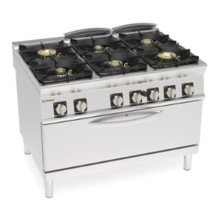 Cucina gas Tecnoinox TECNO90 6 fuochi Super con forno gas Fullsize – PFXH12SGG9