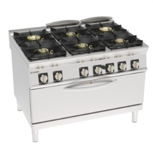 Cucina gas Tecnoinox TECNO90 6 fuochi High Power con forno gas Fullsize – PFXH12HPGG9
