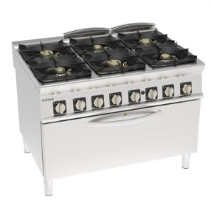 Cucina gas Tecnoinox TECNO90 6 fuochi con forno gas Fullsize e grill elettrico – PFXH12GGE9