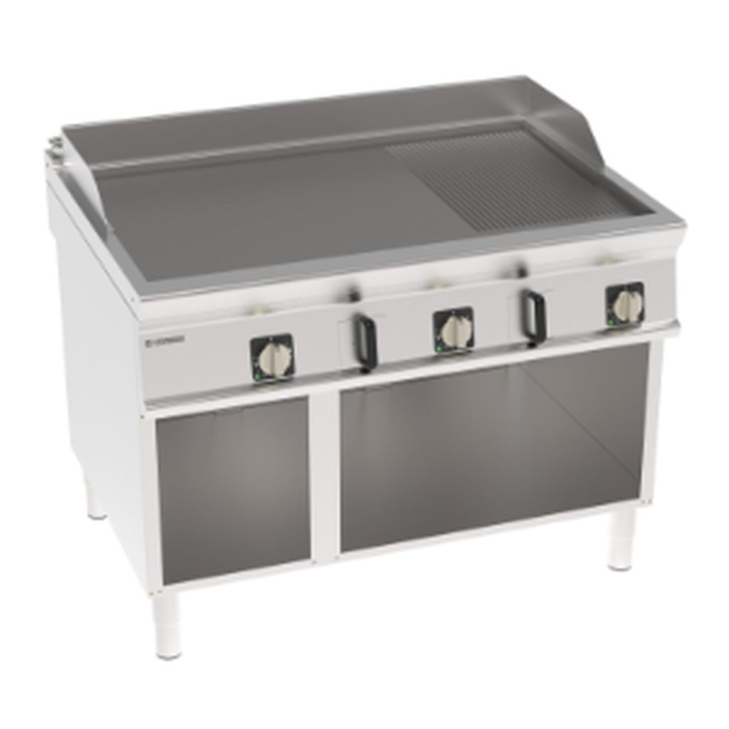 Fry-top elettrico Tecnoinox TECNO90 piastra 1/3 rigata 120 cm su vano aperto – FTR12FE9