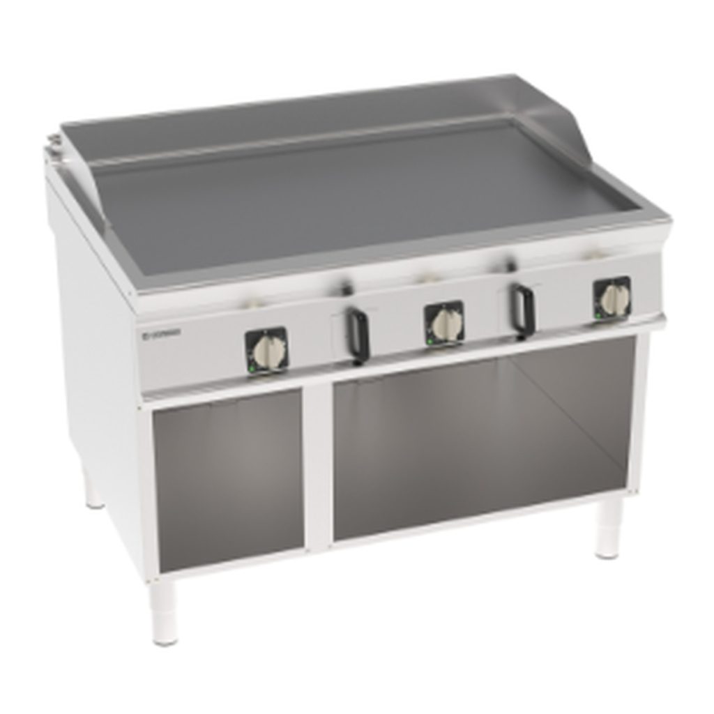 Fry-top elettrico Tecnoinox TECNO90 piastra liscia cromata spazzolata 120 cm su vano aperto – FT12FE9B