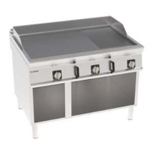 Fry-top elettrico Tecnoinox TECNO90 piastra 1/3 rigata cromata spazzolata 120 cm su vano aperto – FTR12FE9B