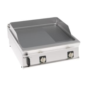Fry-top elettrico Tecnoinox TECNO90 piastra 1/3 rigata cromata spazzolata 80 cm – FTR8BE9
