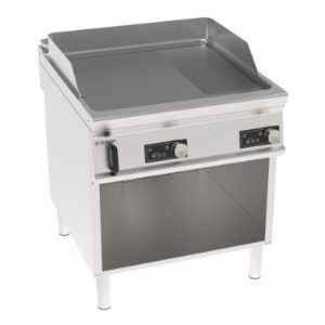 Fry-top elettrico Tecnoinox TECNO90 piastra 1/3 rigata cromata spazzolata elettronico 80 cm – FTRD8BFE9