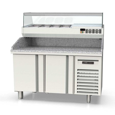 Tavolo pizza refrigerato TOPLINE 2 porte con sovrastruttura GN 1/4 – 1495×600 mm