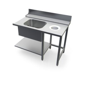 Tavolo di ingresso per lavastoviglie PLVF150 con vasca e foro – 150 cm