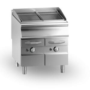 Inoxgastro 700 – Griglia con acqua a gas, griglia in acciaio inox, su vano chiuso, modulo 80 cm