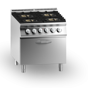 Inoxgastro 900 – Cucina a gas bacinelle smaltate, 4 fuochi, forno elettrico ventilato, modulo 80 cm