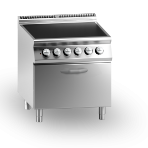 Inoxgastro 700 – Piano in vetroceramica, 4 zone, con forno elettrico, modulo 80 cm