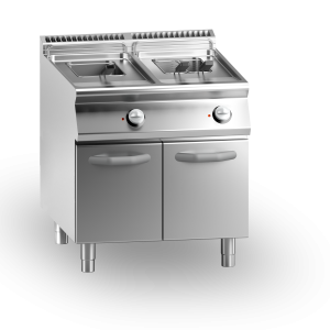 Inoxgastro 900 – Friggitrice elettrica, 2 vasche da 13 litri, su vano con porte, modulo 80 cm