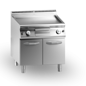 Inoxgastro 700 – Fry top a gas, piastra liscia, cromata lucida, su vano con porte, modulo 80 cm