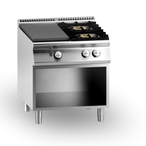Inoxgastro 700 – Tuttapiastra a gas, 2 fuochi, su vano aperto, modulo 80 cm