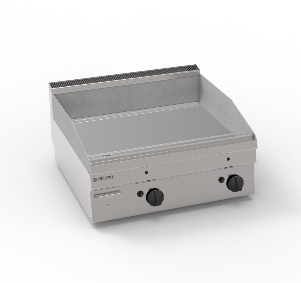 Fry-Top gas piastra liscia cromata top