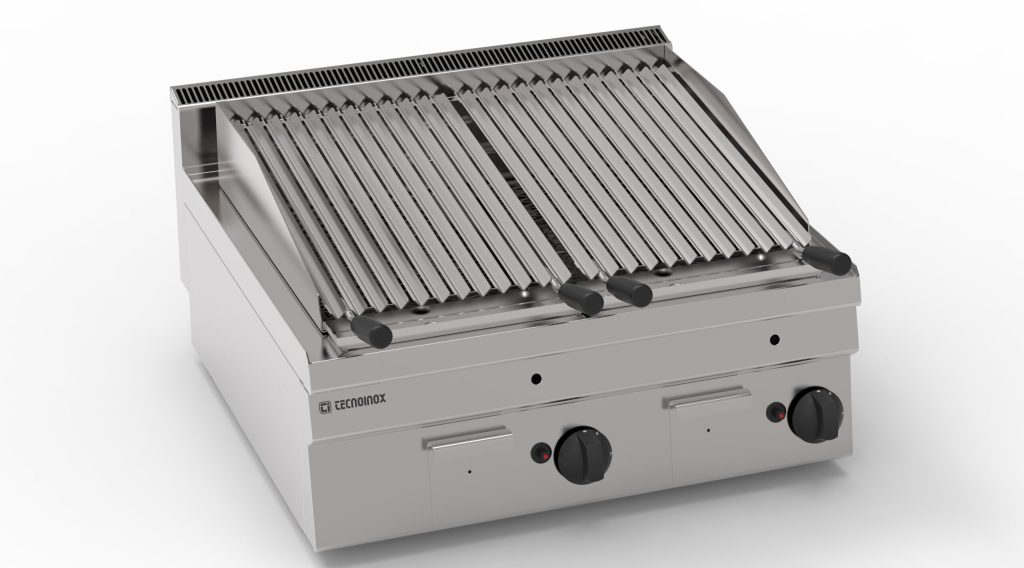 Griglia gas a pietra lavica top con griglia inox a V