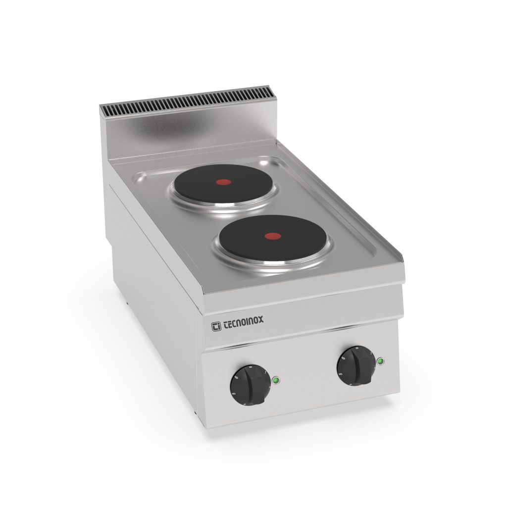 Piano cottura elettrico con 2 piastre ermetiche tonde (diam 18cm – 7.1in) top – Tecnoinox