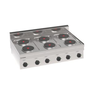 Piano cottura elettrico con 6 piastre ermetiche tonde (diam 18cm – 7.1in) top